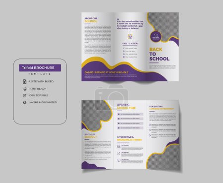 Téléchargez les illustrations : Modèle de conception de brochure triple admission scolaire - en licence libre de droit