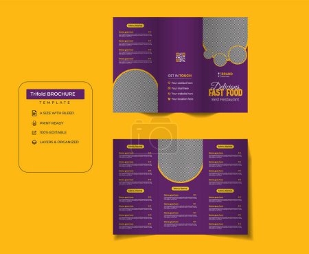 Téléchargez les illustrations : Modèle de conception de brochure triple de service d'alimentation de restaurant - en licence libre de droit