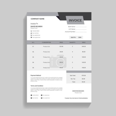 Illustration for Corporate Invoice Design Template - Royalty Free Image