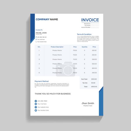 Illustration for Corporate Invoice Design Template - Royalty Free Image
