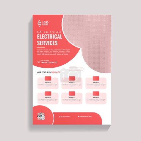 Téléchargez les illustrations : Modèle de conception de dépliant de service d'électricien - en licence libre de droit