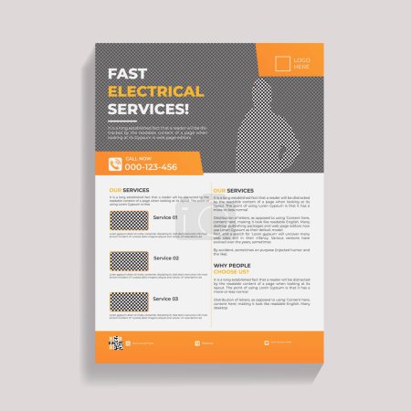 Illustration for Electrician Service Flyer Design Template - Royalty Free Image