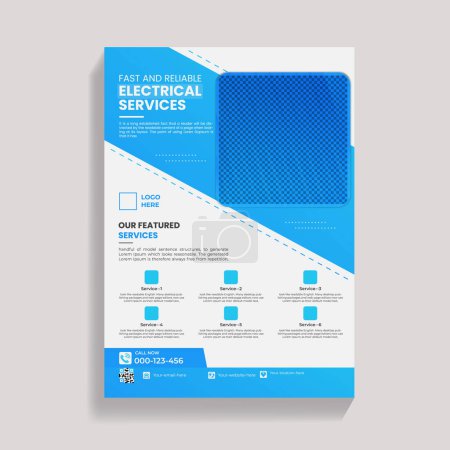 Téléchargez les illustrations : Modèle de conception de dépliant de service d'électricien - en licence libre de droit
