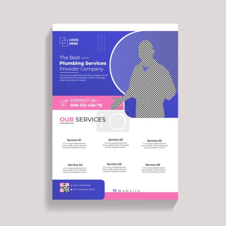 Illustration for Plumbing Service Flyer Design Template - Royalty Free Image