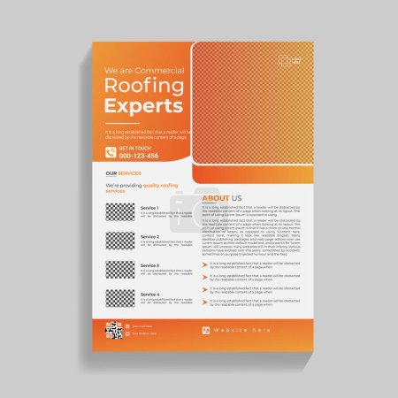 Téléchargez les illustrations : Modèle de conception de dépliant de service de toiture - en licence libre de droit