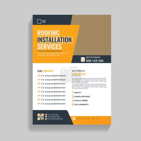Illustration for Roofing Service Flyer Design Template - Royalty Free Image