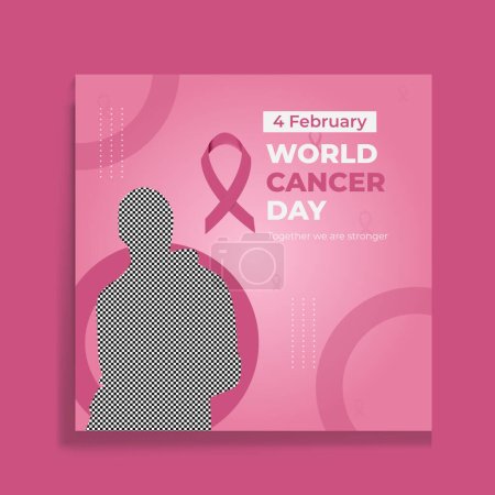 Illustration for Breast Cancer Social Media Banner Design Template - Royalty Free Image