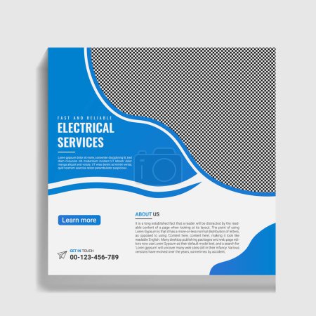 Illustration for Electricity Service Social Media Banner Design Template - Royalty Free Image