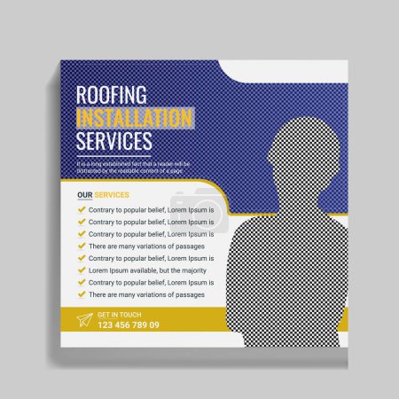 Illustration for Roofing Service Social Media Banner Design - Royalty Free Image