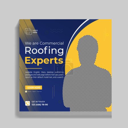 Illustration for Roofing Service Social Media Banner Design - Royalty Free Image