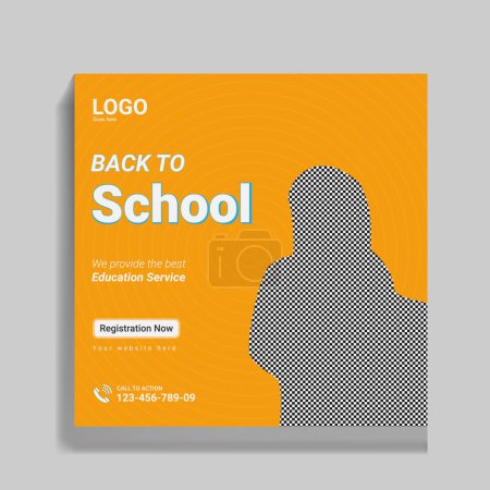 Illustration for Education Admission Social Media Banner Design - Royalty Free Image