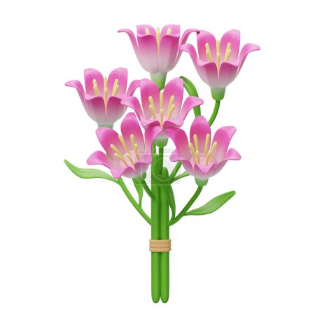 Téléchargez les photos : Bouquet de lys rose Illustration 3D - en image libre de droit