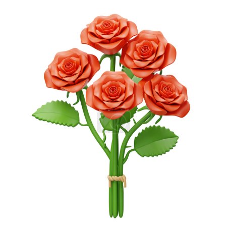 Téléchargez les photos : Bouquet de roses rouges Illustration 3D - en image libre de droit