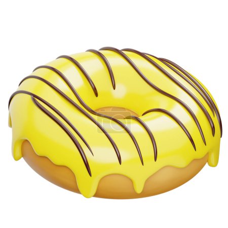 Donut With Banana Glaze 3D Illustrartion