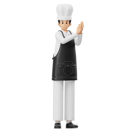 Chef Clap the Hands 3D Illustration