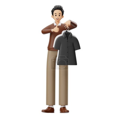 3D Character Male Vlogger Trying Clothes