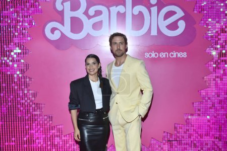 Photo for July 6, 2023, Mexico City, Mexico: (L-R) America Ferrera and  Ryan Gosling attend the pink carpet for Barbie  at Toreo Parque Central. on July 6, 2023 in Mexico City, Mexico. (Photo by Carlos Tischler/ Eyepix Group) - Royalty Free Image