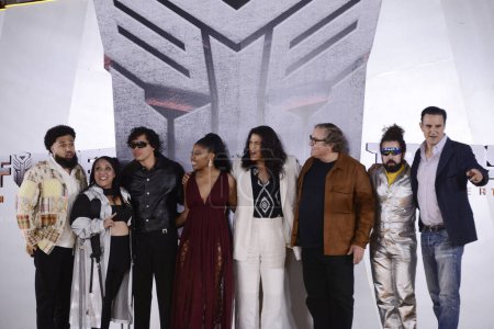 Photo for May 30, 2023, Mexico City, Mexico: (L-R) Director Steven Caple Jr, Michelle Rodrguez, Anthony Ramos, Dominique Fishbac, Cristo Fernndez, producer  Lorenzo di Bonaventura, Javier Ibarreche and Mark Vahradian attend the red carpet of the Transformers - Royalty Free Image