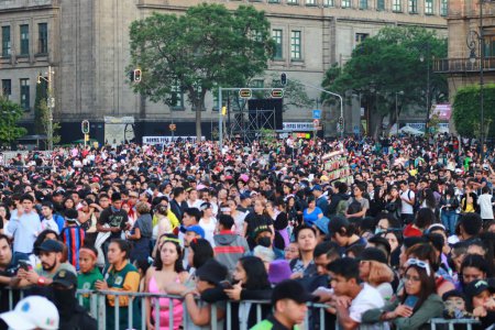 Photo for April 28, 2023 in Mexico City, Mexico: Thousands of Fans of Spanish urban music singer, Rosalia, attends at Mexico City Zocalo to enjoy  the free concert. On April 28, 2023 in Mexico City, Mexico. (Photo by Carlos Santiago/ Eyepix Group) - Royalty Free Image