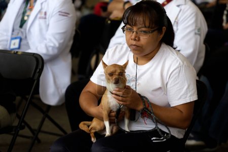 Photo for June 27, 2023, Mexico City, Mexico: Persons attend with  their dogs to vacinate them during anti-rabies vaccine campaign at a vaccination center at esplanade of the Iztapalapa City Hall - Royalty Free Image