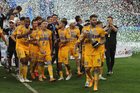 Photo for May 28, 2023, Jalisco, Mexico: Andre Pierre Gignac of Tigres of Nuevo Leon holds the cup as new champion of the   MX League Closing tournament 2023  of Mexican football League at Akron stadium - Royalty Free Image