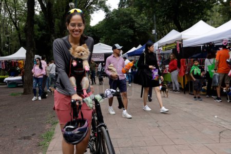 Téléchargez les photos : 22 juillet 2023, Mexico, Mexique : Chiens accompagnés de leurs propriétaires au Can Fest pour la Journée mondiale des chiens au parc des cerfs de Mexico. le 22 juillet 2023 à Mexico, Mexique - en image libre de droit