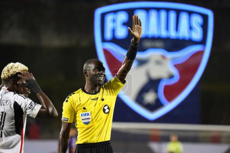 Photo for August 2, 2023, Frisco, Texas, United States: referee Oshane Anthony Nation makes a call during the Leagues Cup match between FC Dallas and Mazatlan played at Toyota Stadium - Royalty Free Image