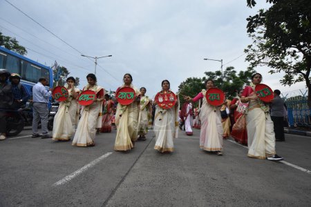 Photo for June 28, 2023, Kolkata, India. Thousands of Hindu devotees celebrate the Ulta-Rath Yatra (Journey of chariots with deities of Jagannath, Balaram, and Subhadra) that organised by the International Society for Krishna Consciousness (ISKCON) - Royalty Free Image