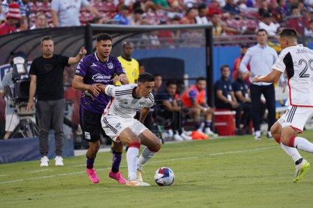 Photo for August 2, 2023, Frisco, Texas, United States: Dallas' Jose Martinez protects the ball during the Leagues Cup match between FC Dallas and Mazatlan played at Toyota Stadium - Royalty Free Image