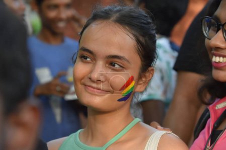 Foto de 21 de mayo de 2023, Kolkata, India: La comunidad LGBTQ participa durante un mitin para celebrar Amor, Respeto, Libertad, Tolerancia, Igualdad y Orgullo, el 21 de mayo de 2023, en la ciudad de Kolkata, India - Imagen libre de derechos