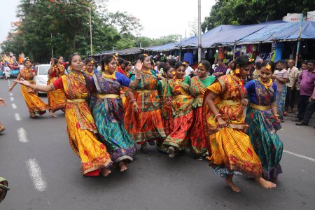 Photo for June 28, 2023, Kolkata ,India: Russian and Ukraine Devotees take part during  the  Iskcon Jagannath Rath Yatra Festival. on June 28, 2023 in Kolkata, India - Royalty Free Image