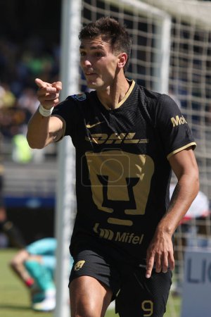 Photo for February 5, 2023 in Mexico City, Mexico: Juan Dinenno of Pumas celebrates the goal during the Pumas vs Atlas football match of the closing tournament 2023 at University Olympic Stadium - Royalty Free Image