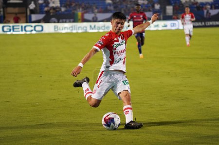 Photo for July 25, 2023, Fisco, United States: Necaxa's Brayan Garnica kicks the ball during the Leagues Cup match between FC Dallas and Necaxa at Toyota Stadium - Royalty Free Image