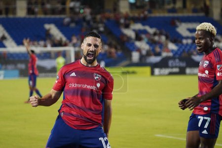 Photo for July 25, 2023, Fisco, United States: Sebastian Lletget of Dallas celebrates his first period goal during the Leagues Cup match between FC Dallas and Necaxa at Toyota Stadium - Royalty Free Image