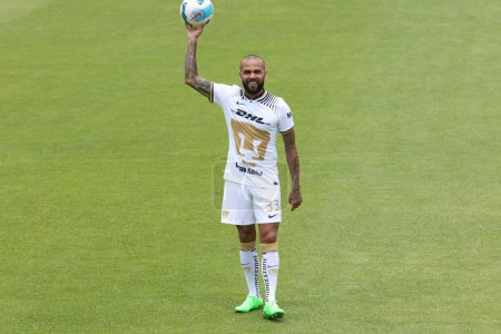 Photo for July 23, 2022, Mexico City, Mexico: Brazilian Daniel Alves da Silva during his presentation as a new member of the Pumas UNAM soccer club, on the pitch at the Pumas training facility - Royalty Free Image