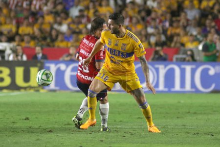 Photo for May 25, 2023, Monterrey, Mexico: Andre Pierre Gignac of Tigres of UANL dominates the ball during the Closing Tournament Final match, between Tigres of UANL and Chivas of Guadalajara of the Football MX League at University Stadium - Royalty Free Image