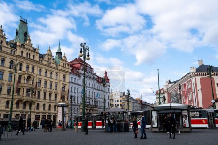 Téléchargez les photos : Place de la République à Prague, où la vieille ville et la nouvelle ville de Prague se rencontrent - en image libre de droit