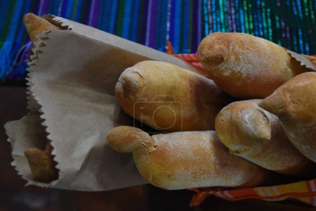 Photo for Stack of baguette inside a bread bag - Royalty Free Image