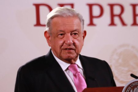 Photo for September 20, 2023, Mexico City, Mexico: Mexican President, Andres Manuel Lopez Obrador, speaks during the daily morning news conference in front of reporters at National Palace - Royalty Free Image