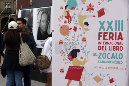 Photo for October 15, 2023, Mexico City, Mexico: Visitors to the XXIII Zocalo International Book Fair at the Zocalo in Mexico City - Royalty Free Image