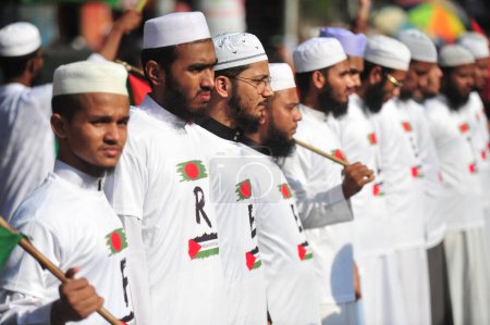 Photo for October 20, 2023, Sylhet, Bangladesh: Bangladesh National Imam Somiti Sylhet Metropolitan todays bring out rallies, processions and protest marches after Zuma Prayers in the court point area voicing opposition to the violence against Palestinians - Royalty Free Image