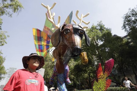 Photo for October 21, 2023, Mexico City, Mexico: The XV Monumental Alebrijes Parade runs down Reforma Avenue before hundreds of spectators in Mexico City - Royalty Free Image
