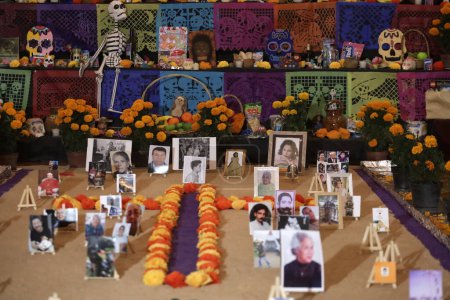 Photo for October 25, 2023, Mexico City, Mexico: An altar or offering was placed in the Chapel of the Souls on the occasion of the Day of the Dead festivity in the Metropolitan Cathedral in Mexico City - Royalty Free Image