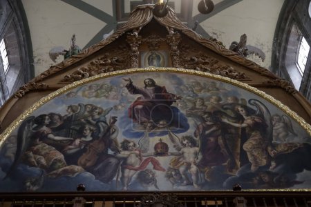 Téléchargez les photos : 25 octobre 2023, Mexico, Mexique : Saints dans la salle du chœur de la cathédrale de la cathédrale métropolitaine de Mexico - en image libre de droit