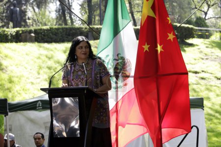 Photo for October 25, 2023, Mexico City, Mexico: Mexico's Secretary of Culture, Alejandra Frausto at the China in Los Pinos cultural festival at the Los Pinos cultural complex in Mexico City - Royalty Free Image