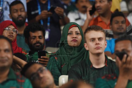 Photo for October 28, 2023, Kolkata, India :Bangladesh fans support their team during match between Netherlands and Bangladesh of  the 2023 ICC Men's Cricket World Cup  at the Eden Gardens Stadium - Royalty Free Image