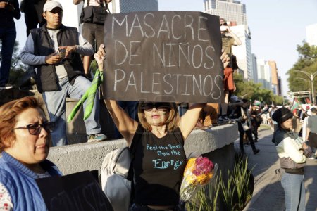 Photo for November 5, 2023, Mexico City, Mexico: Thousands of people participate in the march in solidarity with Palestine in demand of the ceasefire of the State of Israel against the Palestinian people - Royalty Free Image