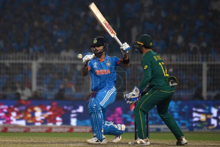Photo for October 5, Kolkata,India: Virat Kohli of India,  hits the ball  during the ICC Men's Cricket World Cup match between India and South Africa in Kolkata, India, Sunday, Nov. 5, 2023 in Kolkata, India - Royalty Free Image
