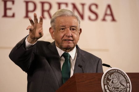 Photo for November 6, 2023, Mexico City, Mexico: The president of Mexico, Andres Manuel Lopez Obrador at the press conference before reporters at the National Palace in Mexico City. on November 6, 2023 in Mexico City, Mexico - Royalty Free Image