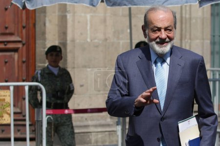Photo for November 8, 2023, Mexico City, Mexico: Businessman Carlos Slim Hel is seen leaving the National Palace after meeting with the President of Mexico, Andres Manuel Lpez Obrador, to discuss the situation in Acapulco - Royalty Free Image
